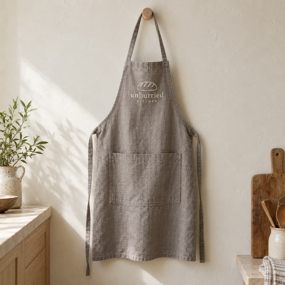 Washed linen apron · gray